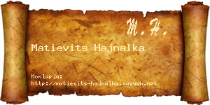 Matievits Hajnalka névjegykártya